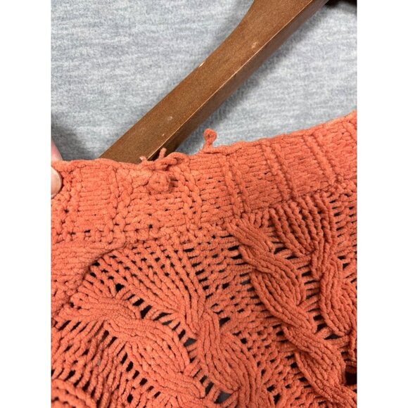 Umgee Womens Knit Cardigan Sweater Open Front Coral Cable Knit Short Sleeve S/M - Picture 6 of 6